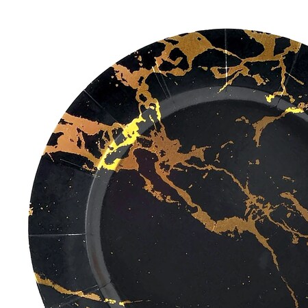 Smarty Had A Party 13 Black with Gold Marble Round Disposable Paper Charger Plates 120 Plates, 120PK 2690-RGBM-CASE